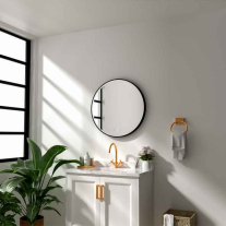 ASTER-B-70 CLOCK-SUPERLIGHT, OGLINDA ROTUNDA, TOUCH, DIMMER, DEZABURIRE, 3 CULORI, RAMA NEAGRA, CEAS, DIFUZOR ACRYLIC, D=70CM, ASTER-B-70-CL